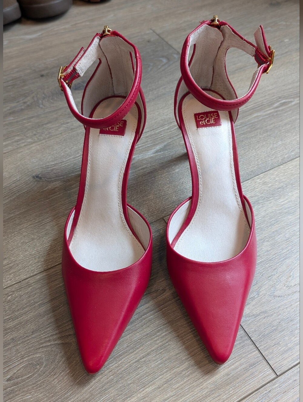 Louise et Cie Red Pointed Ankle-Strap Pumps